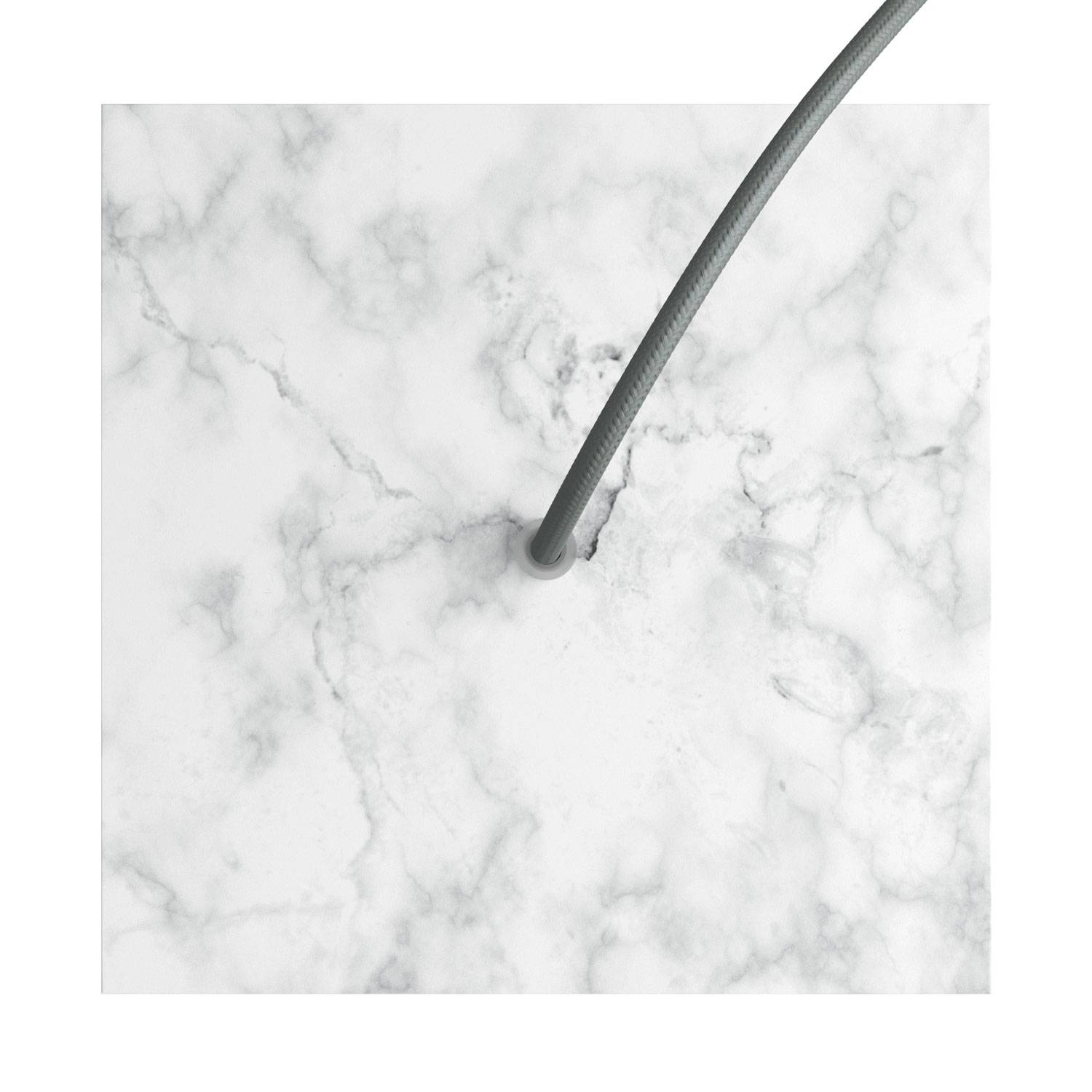Rosone Rose - One quadrato, 200 mm con 1 foro e 4 fori laterali - Marmo Carrara - Creative Cables