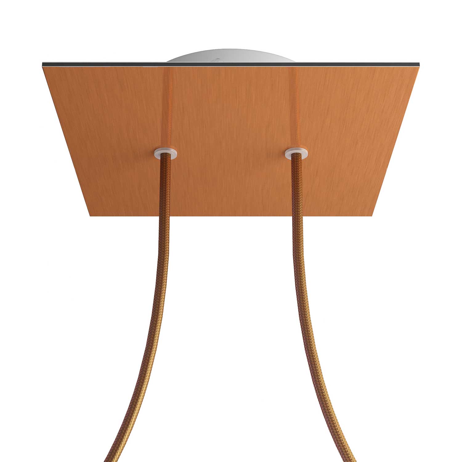 Rosone Rose - One quadrato, 200 mm con 2 fori e 4 fori laterali - Dibond Rame satinato - Creative Cables