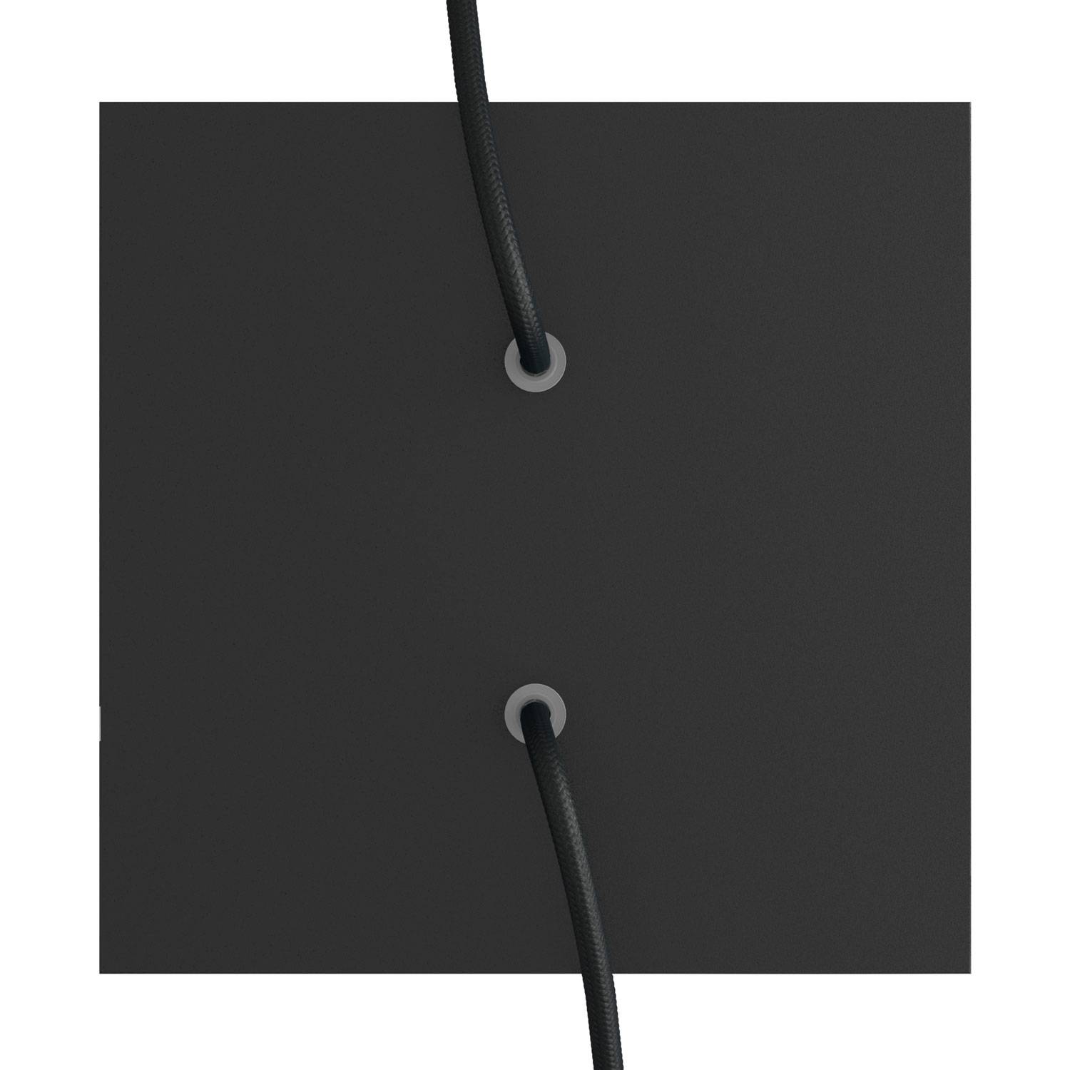 Rosone Rose - One quadrato, 200 mm con 2 fori e 4 fori laterali - Nero opaco - Creative Cables