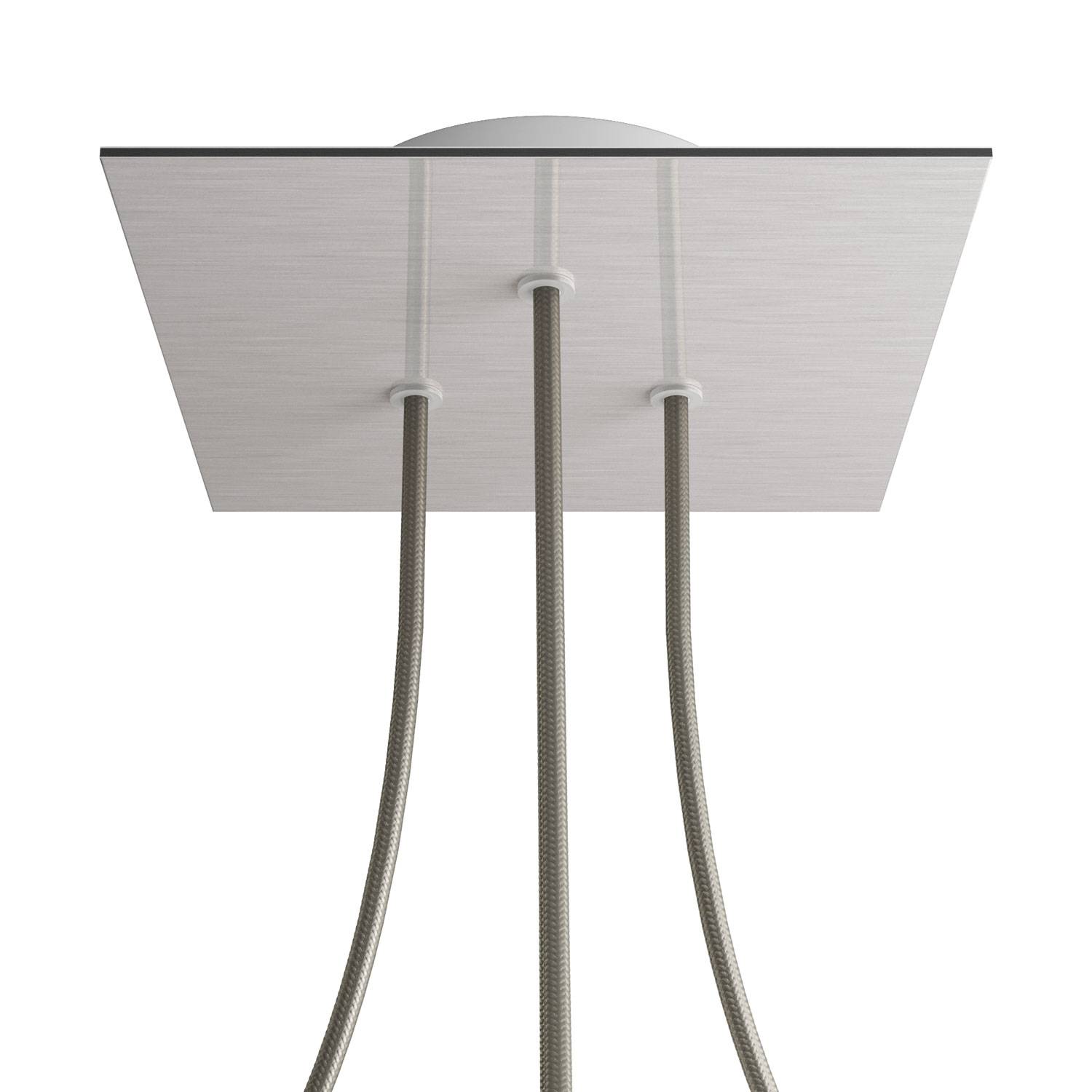 Rosone Rose-One quadrato, 200 mm con 3 fori e 4 fori laterali - Dibond Acciaio satinato Bianco