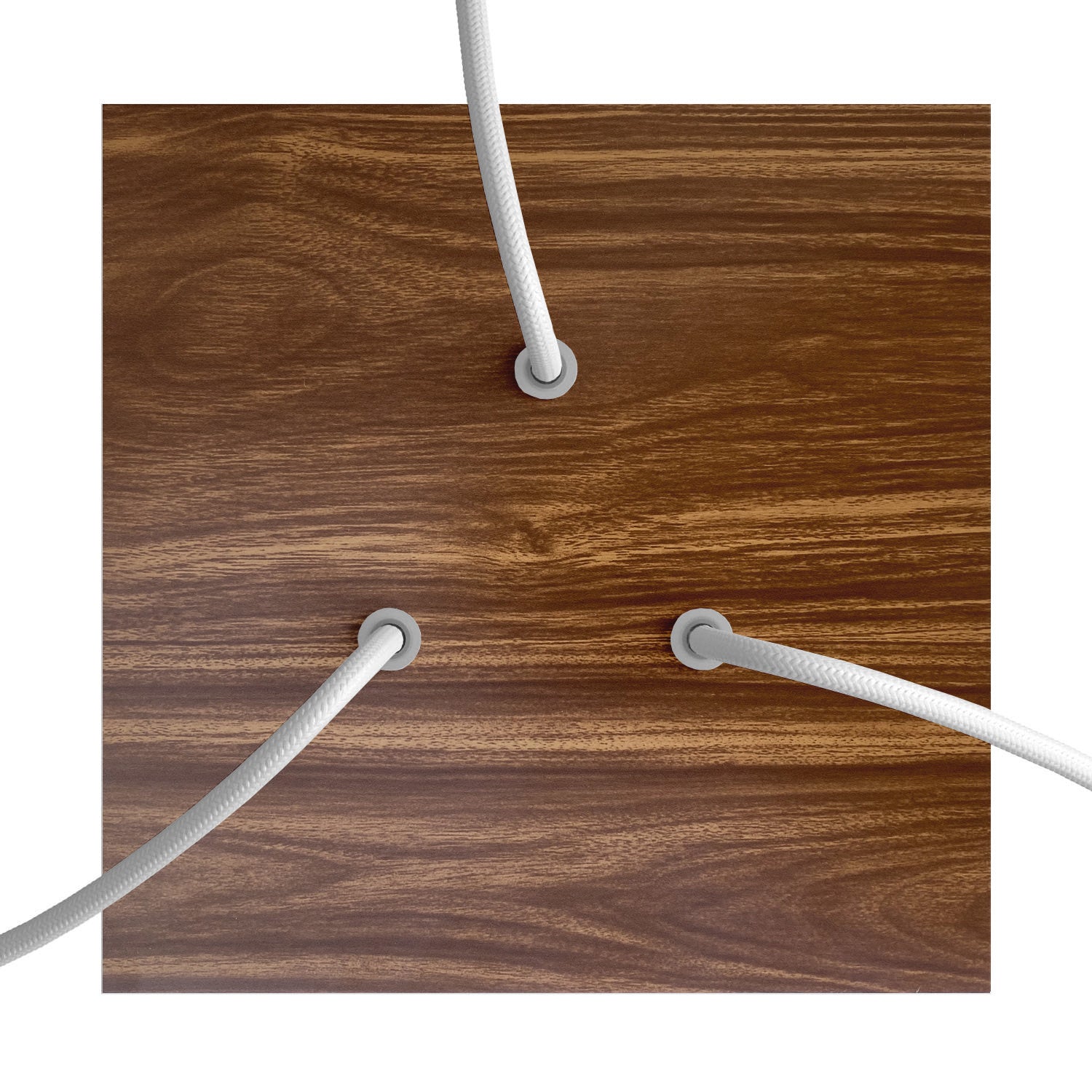 Rosone Rose - One quadrato, 200 mm con 3 fori e 4 fori laterali - Legno - Creative Cables