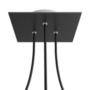 Rosone Rose-One quadrato, 200 mm con 3 fori e 4 fori laterali - Nero opaco Bianco