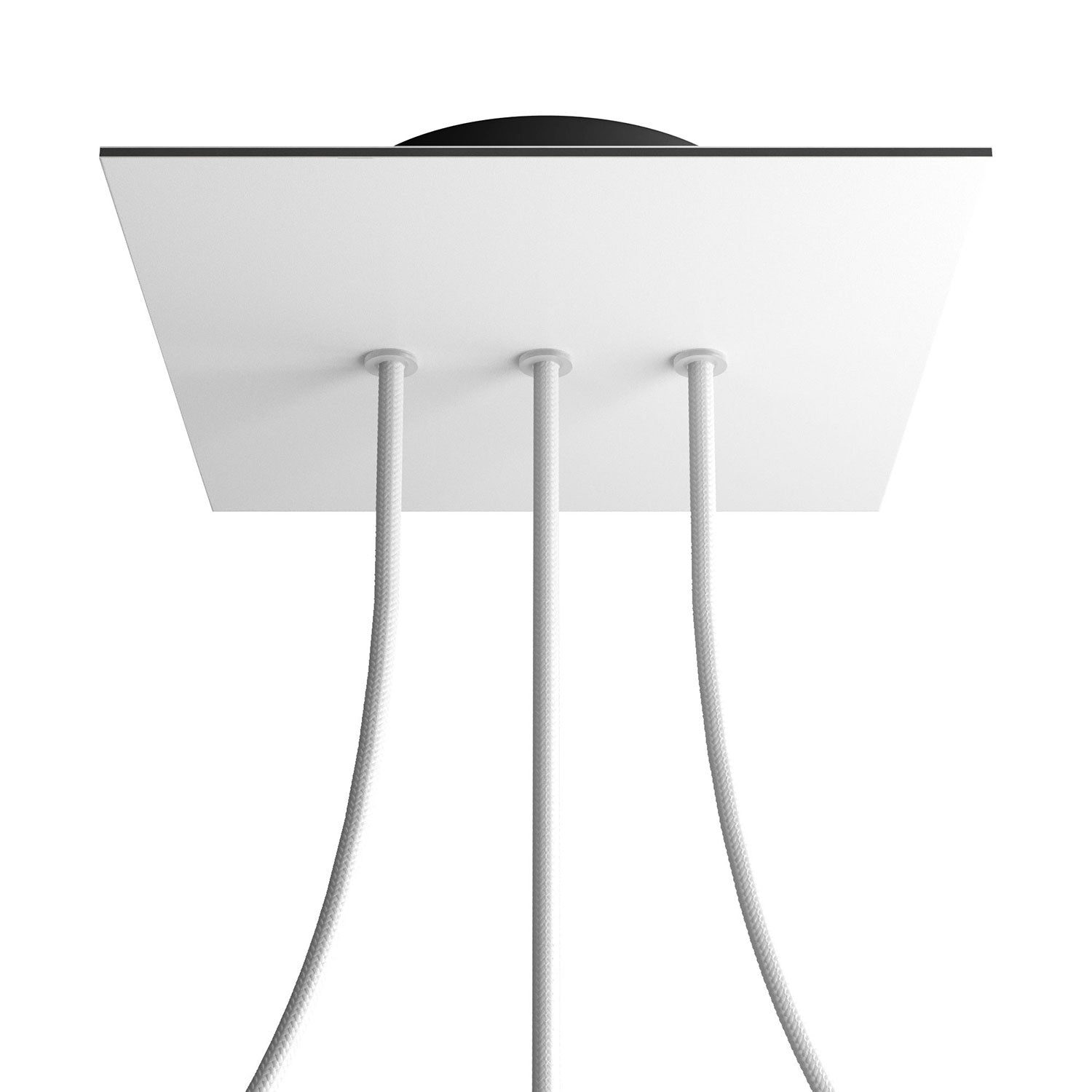 Rosone Rose-One quadrato, 200 mm con 3 fori in linea e 4 fori laterali - Bianco opaco Nero