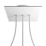 Rosone Rose-One quadrato, 200 mm con 3 fori in linea e 4 fori laterali - Bianco opaco Bianco