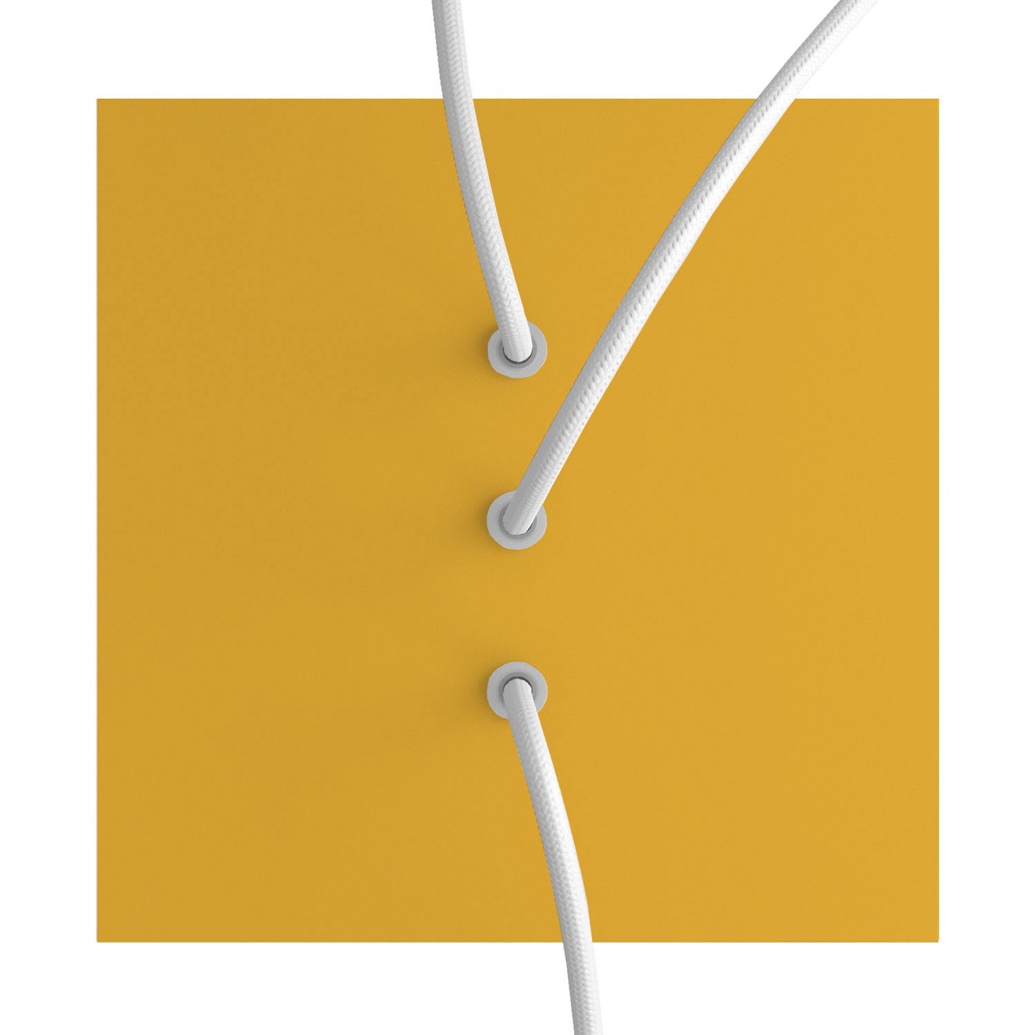 Rosone Rose - One quadrato, 200 mm con 3 fori in linea e 4 fori laterali - Mostarda - Creative Cables