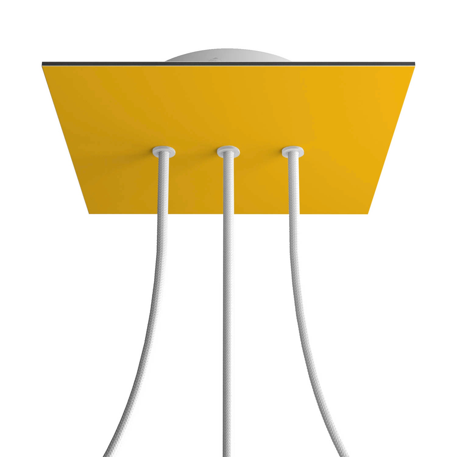 Rosone Rose - One quadrato, 200 mm con 3 fori in linea e 4 fori laterali - Mostarda - Creative Cables