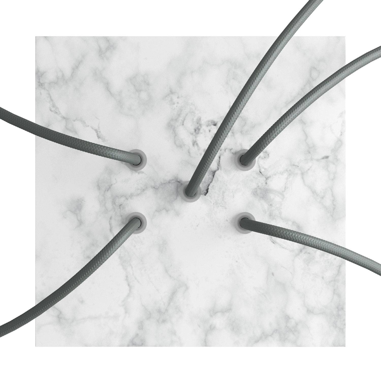 Rosone Rose-One quadrato, 200 mm con 5 fori e 4 fori laterali - Marmo Carrara Bianco