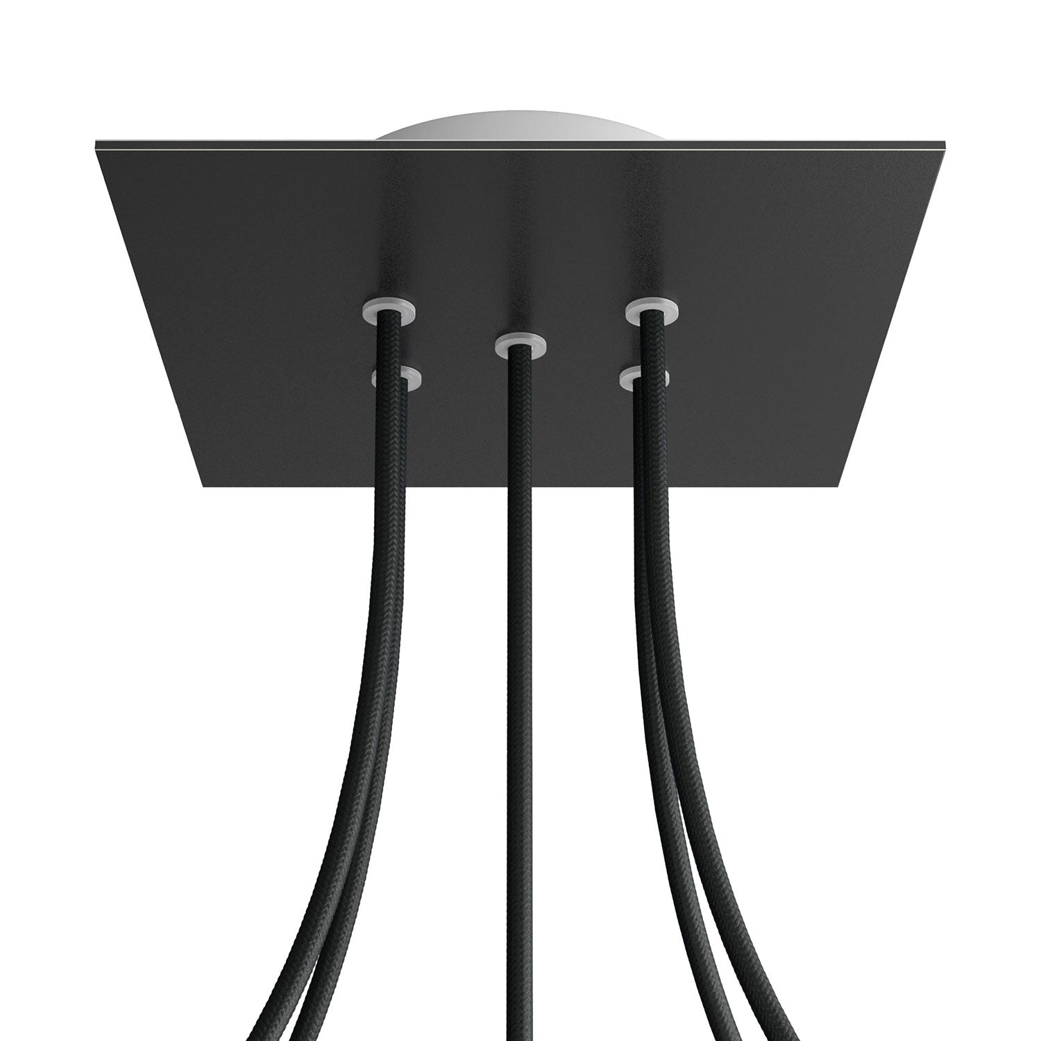 Rosone Rose - One quadrato, 200 mm con 5 fori e 4 fori laterali - Nero opaco - Creative Cables