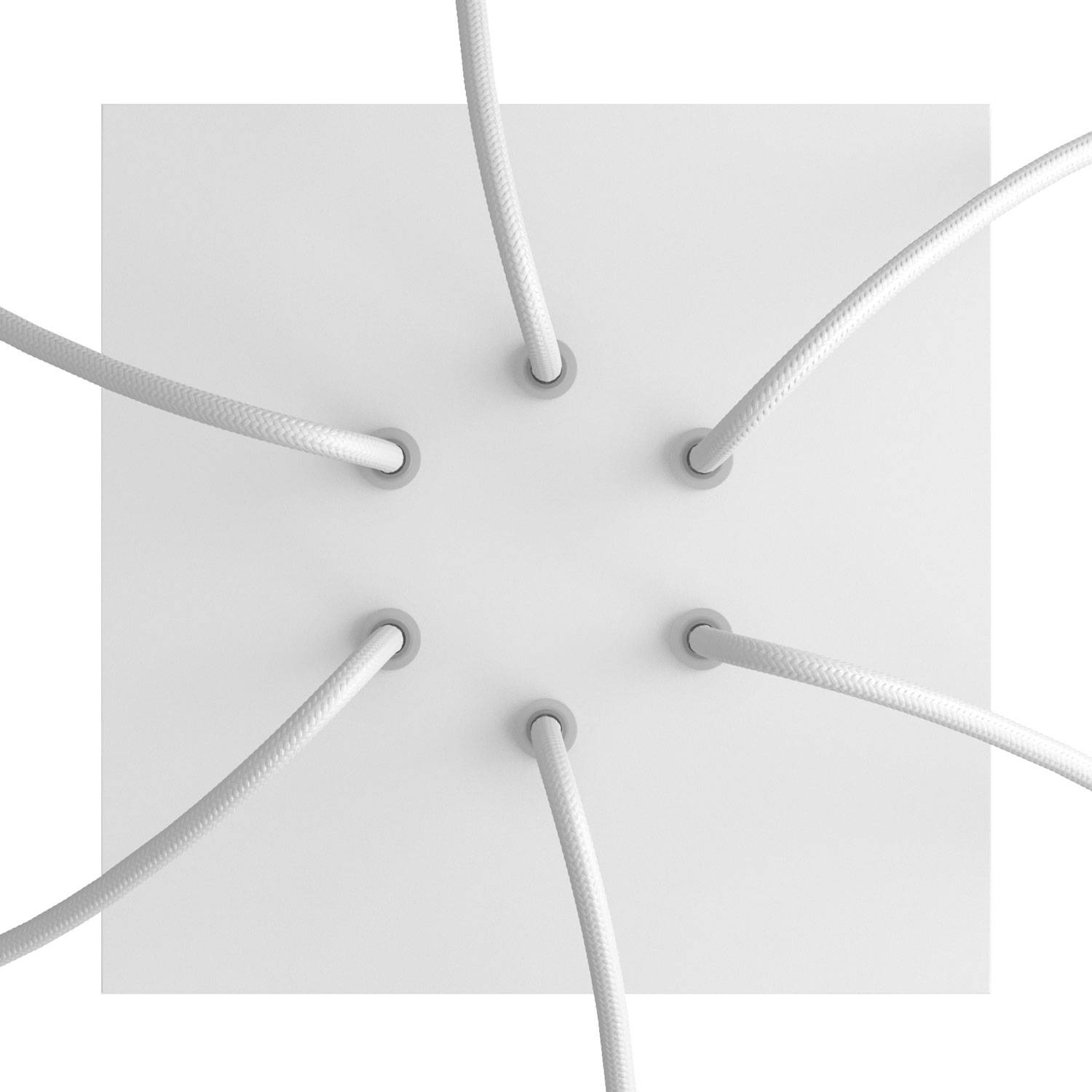 Rosone Rose-One quadrato, 200 mm con 6 fori e 4 fori laterali - Bianco opaco Bianco