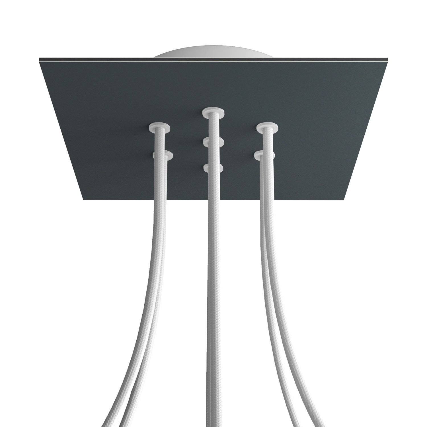 Rosone Rose-One quadrato, 200 mm con 7 fori e 4 fori laterali - Antracite Bianco