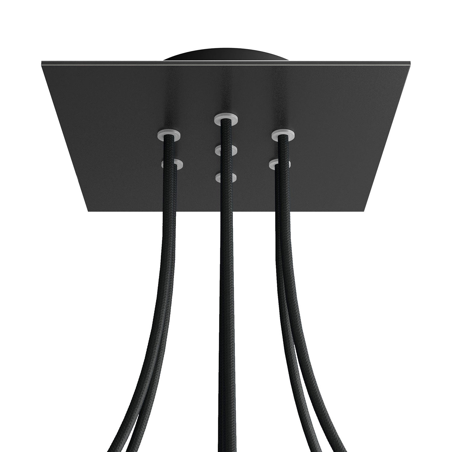 Rosone Rose-One quadrato, 200 mm con 7 fori e 4 fori laterali - Nero opaco Nero