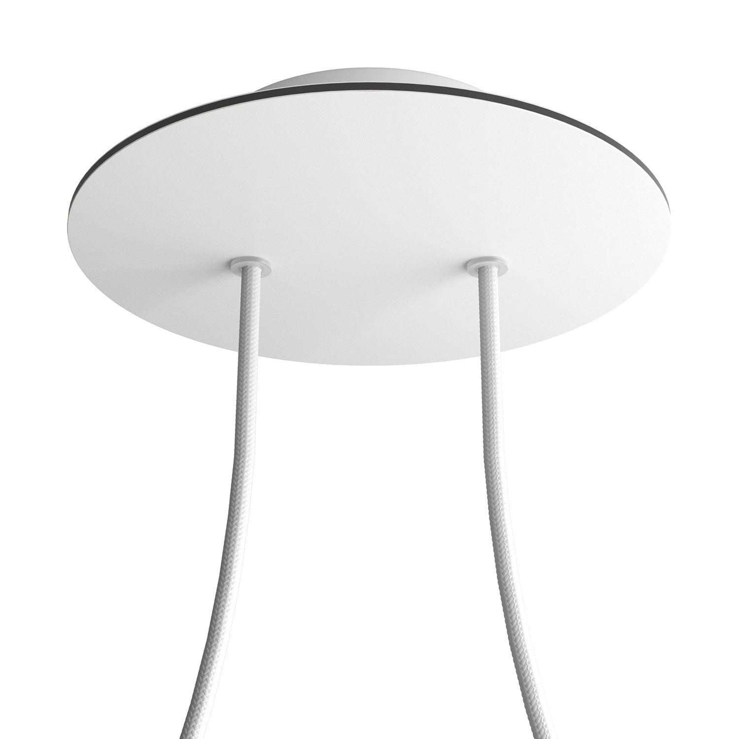 Rosone Rose - One rotondo, diametro 200 mm con 2 fori e 4 fori laterali - Bianco opaco - Creative Cables