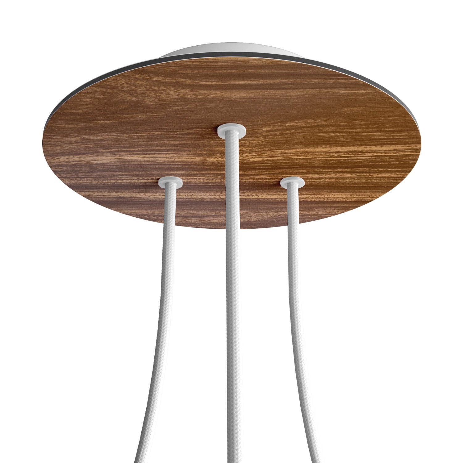 Rosone Rose - One rotondo, diametro 200 mm con 3 fori e 4 fori laterali - Legno - Creative Cables