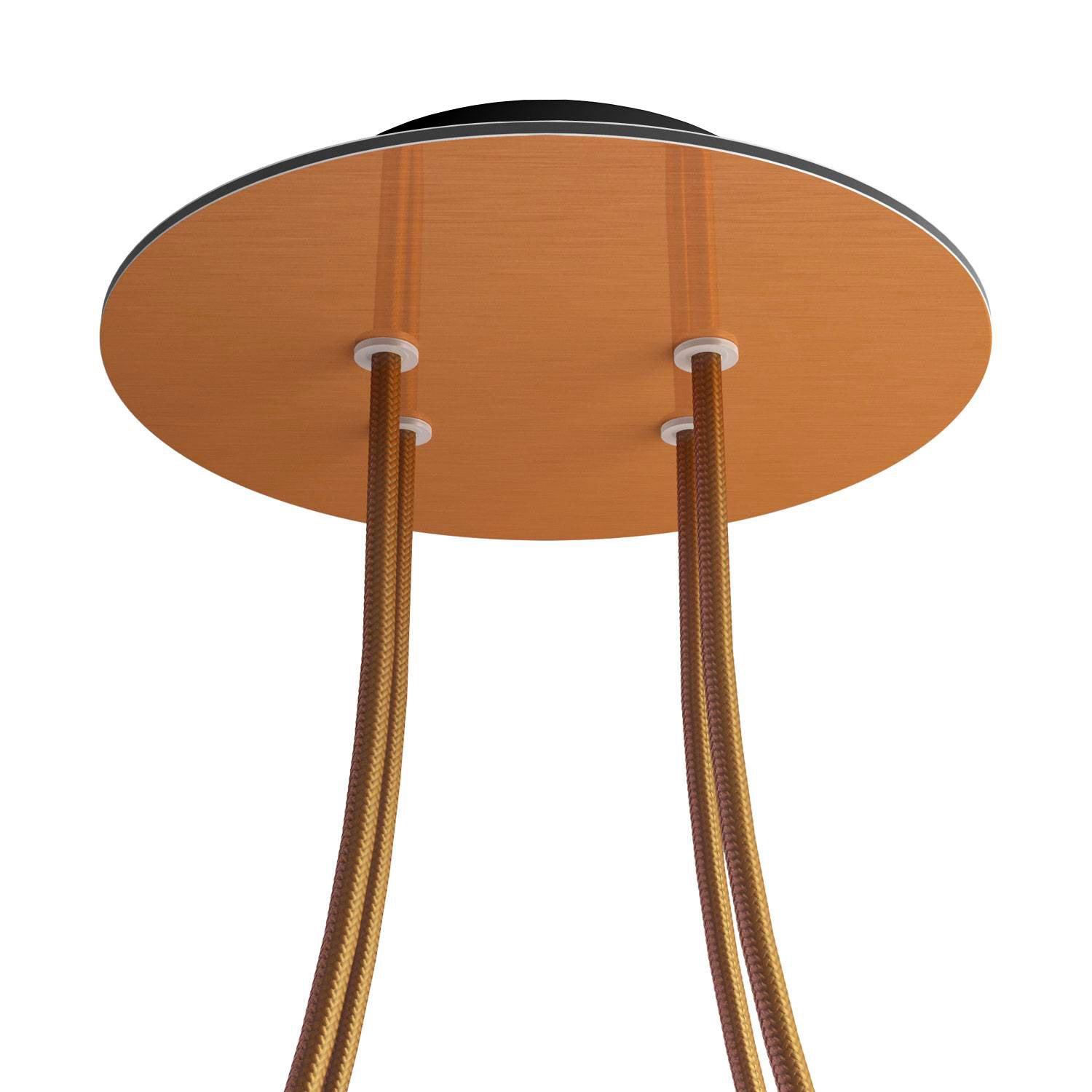 Rosone Rose-One rotondo, diametro 200 mm con 4 fori e 4 fori laterali - Dibond Rame satinato Nero