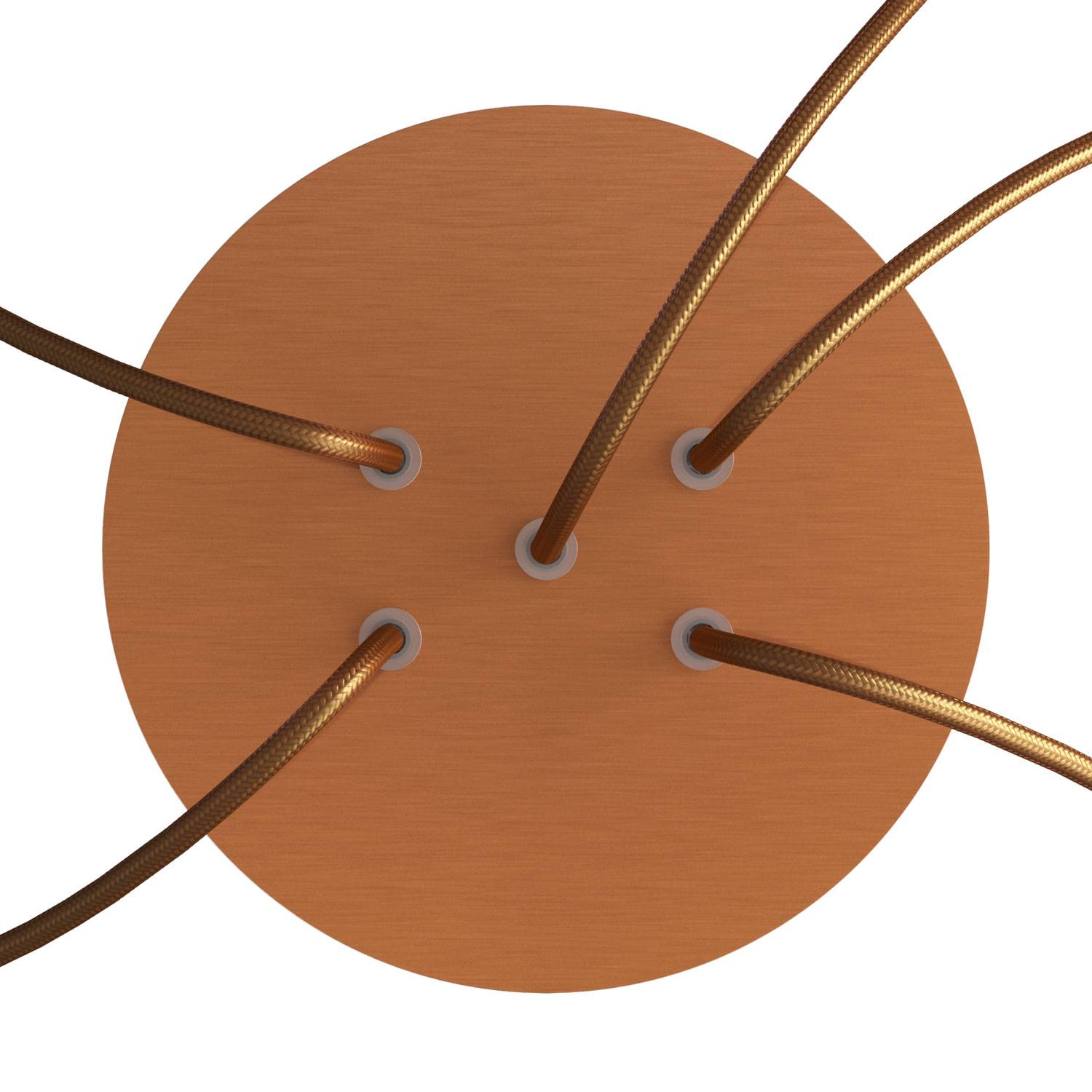 Rosone Rose - One rotondo, diametro 200 mm con 5 fori e 4 fori laterali - Dibond Rame satinato - Creative Cables