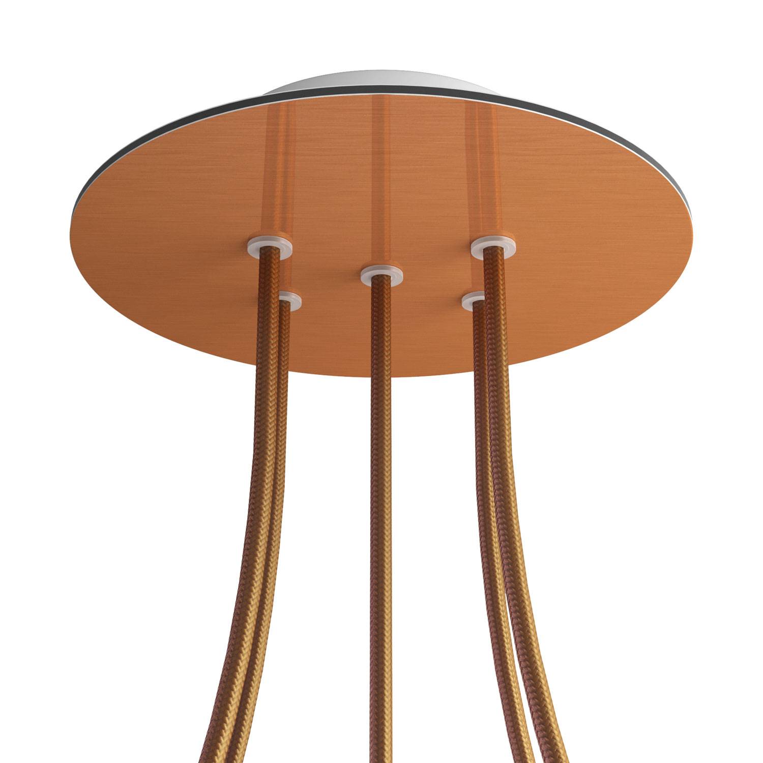 Rosone Rose-One rotondo, diametro 200 mm con 5 fori e 4 fori laterali - Dibond Rame satinato Bianco