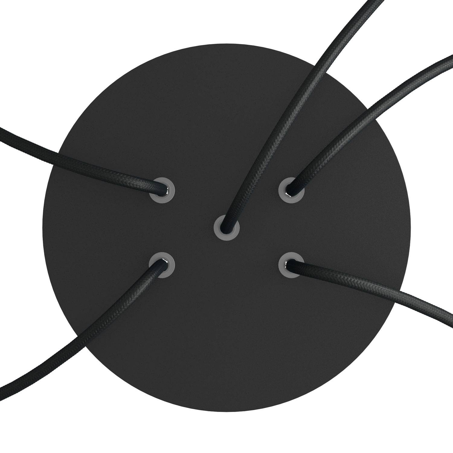 Rosone Rose-One rotondo, diametro 200 mm con 5 fori e 4 fori laterali - Nero opaco Bianco