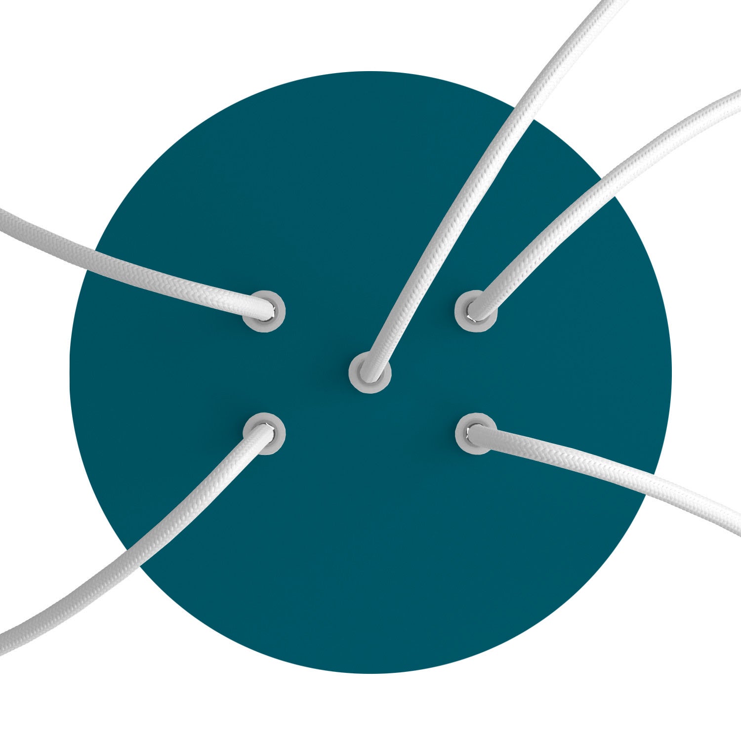 Rosone Rose - One rotondo, diametro 200 mm con 5 fori e 4 fori laterali - Petrolio - Creative Cables