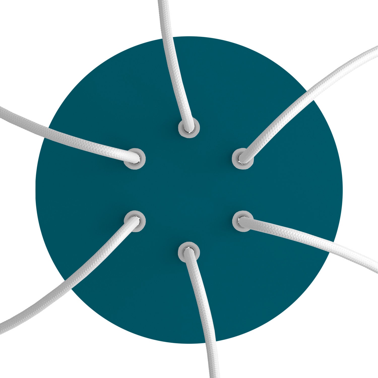 Rosone Rose - One rotondo, diametro 200 mm con 6 fori e 4 fori laterali - Petrolio - Creative Cables