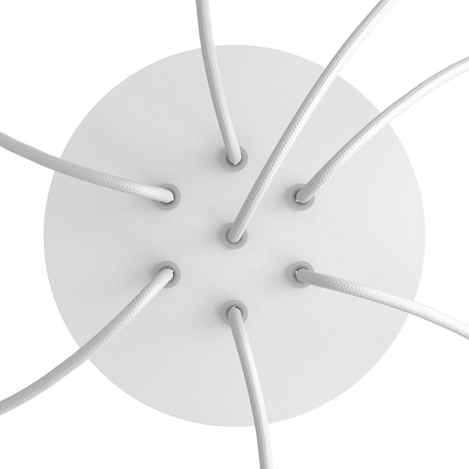 Rosone Rose - One rotondo, diametro 200 mm con 7 fori e 4 fori laterali - Bianco opaco - Creative Cables