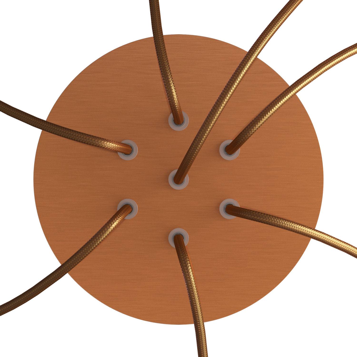 Rosone Rose - One rotondo, diametro 200 mm con 7 fori e 4 fori laterali - Dibond Rame satinato - Creative Cables