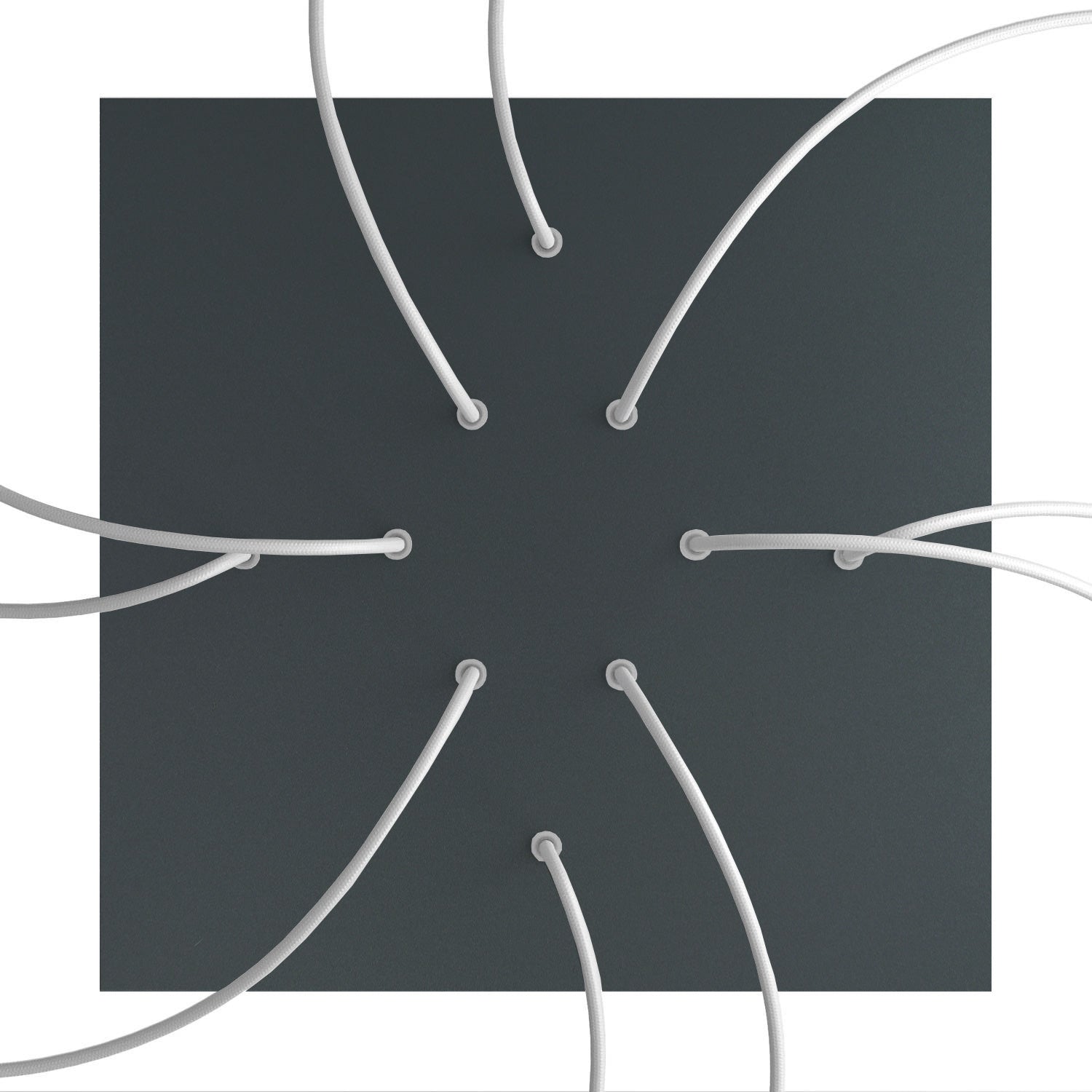 Rosone XXL Rose - One quadrato, 400 mm con 10 fori e 4 fori laterali - Antracite - Creative Cables