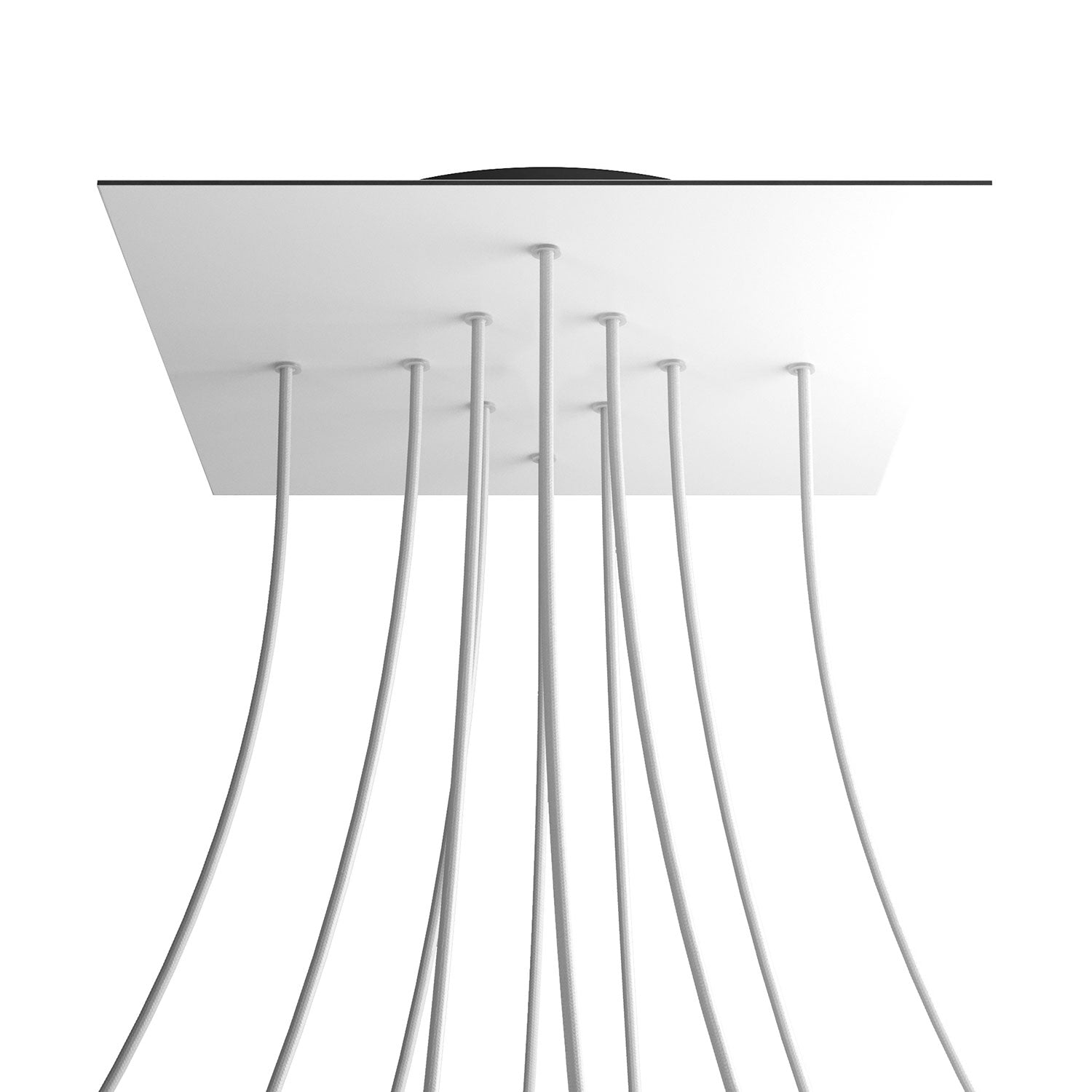 Rosone XXL Rose-One quadrato, 400 mm con 10 fori e 4 fori laterali - Bianco opaco Nero