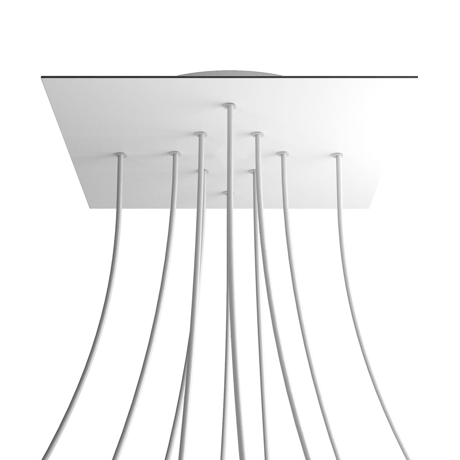 Rosone XXL Rose - One quadrato, 400 mm con 10 fori e 4 fori laterali - Bianco opaco - Creative Cables