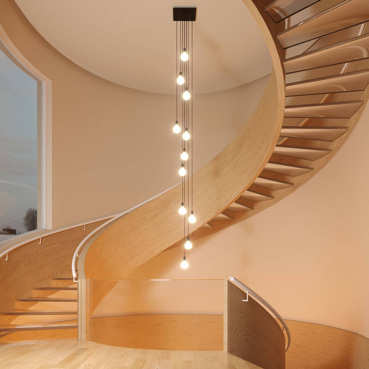 Rosone XXL Rose-One quadrato, 400 mm con 10 fori e 4 fori laterali - Legno Bianco