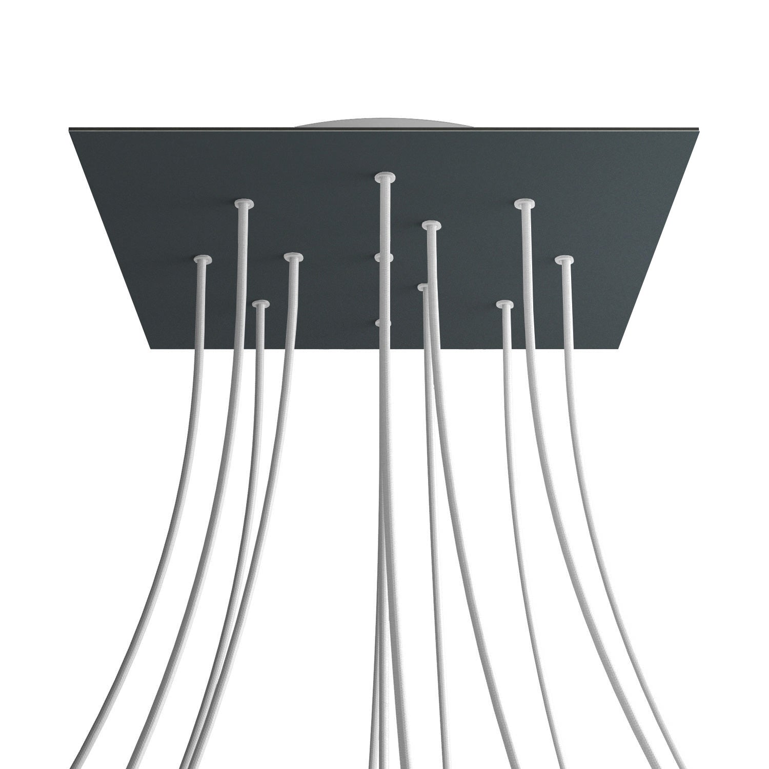 Rosone XXL Rose - One quadrato, 400 mm con 12 fori e 4 fori laterali - Antracite - Creative Cables