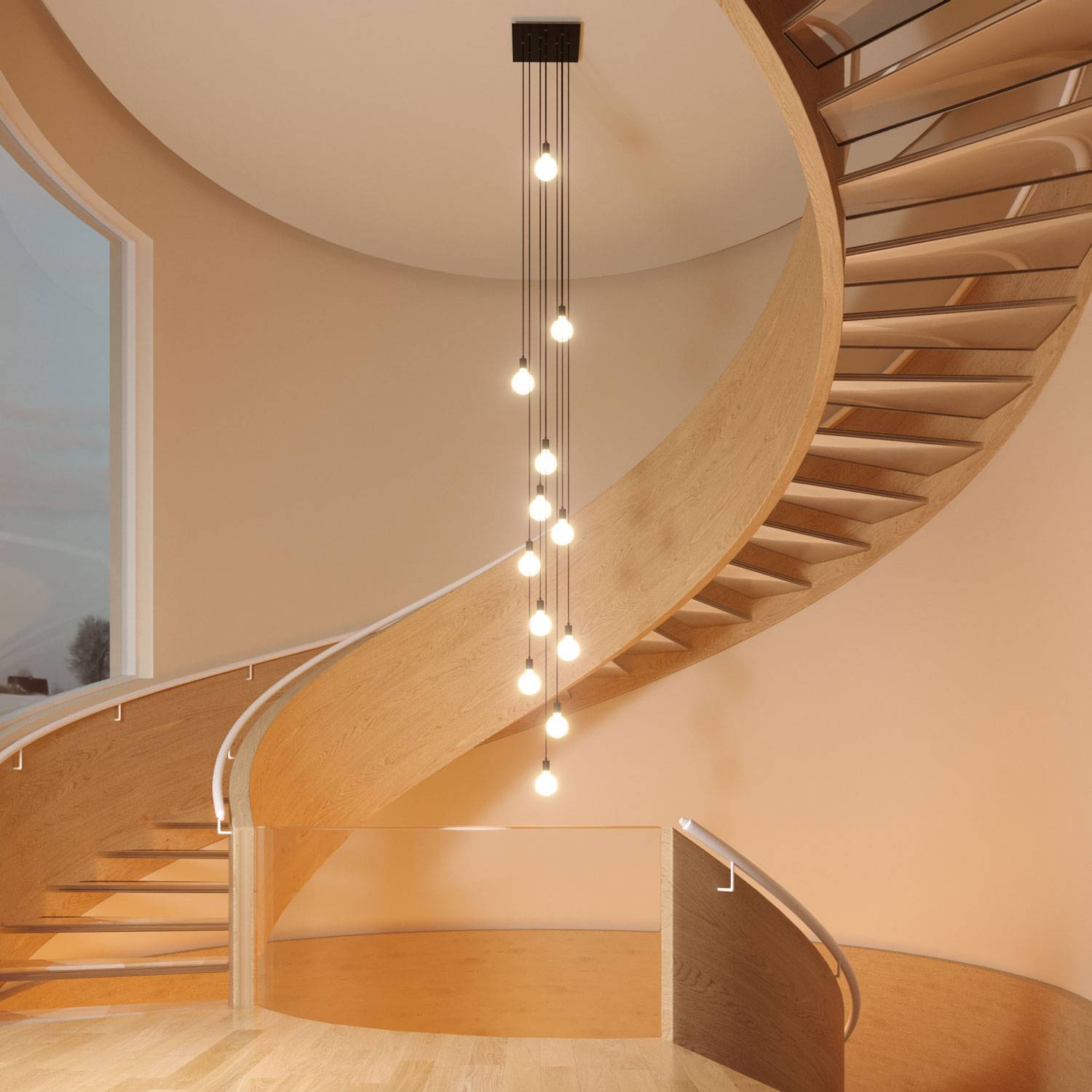 Rosone XXL Rose-One quadrato, 400 mm con 12 fori e 4 fori laterali - Dibond Rame satinato Bianco