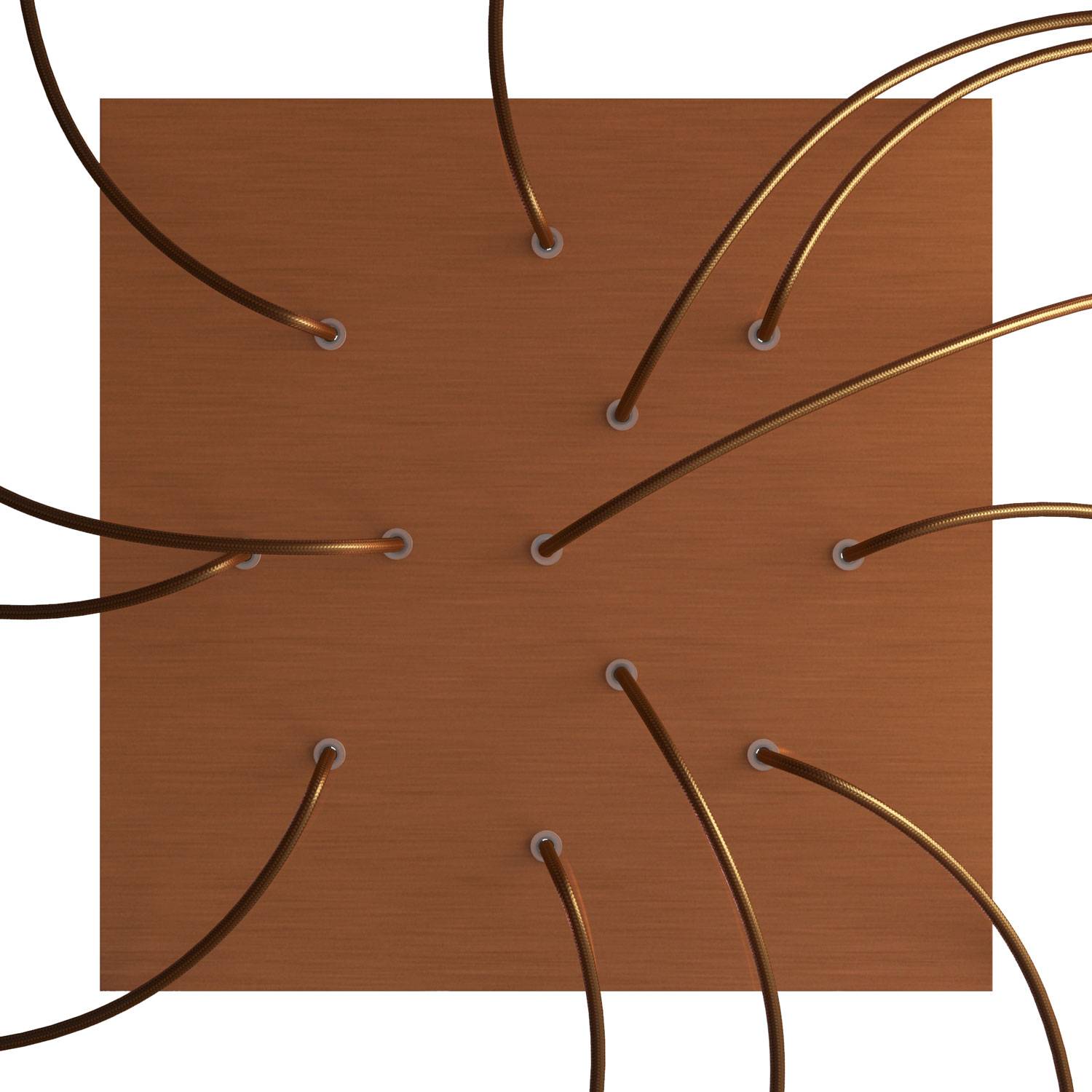 Rosone XXL Rose-One quadrato, 400 mm con 12 fori e 4 fori laterali - Dibond Rame satinato Bianco