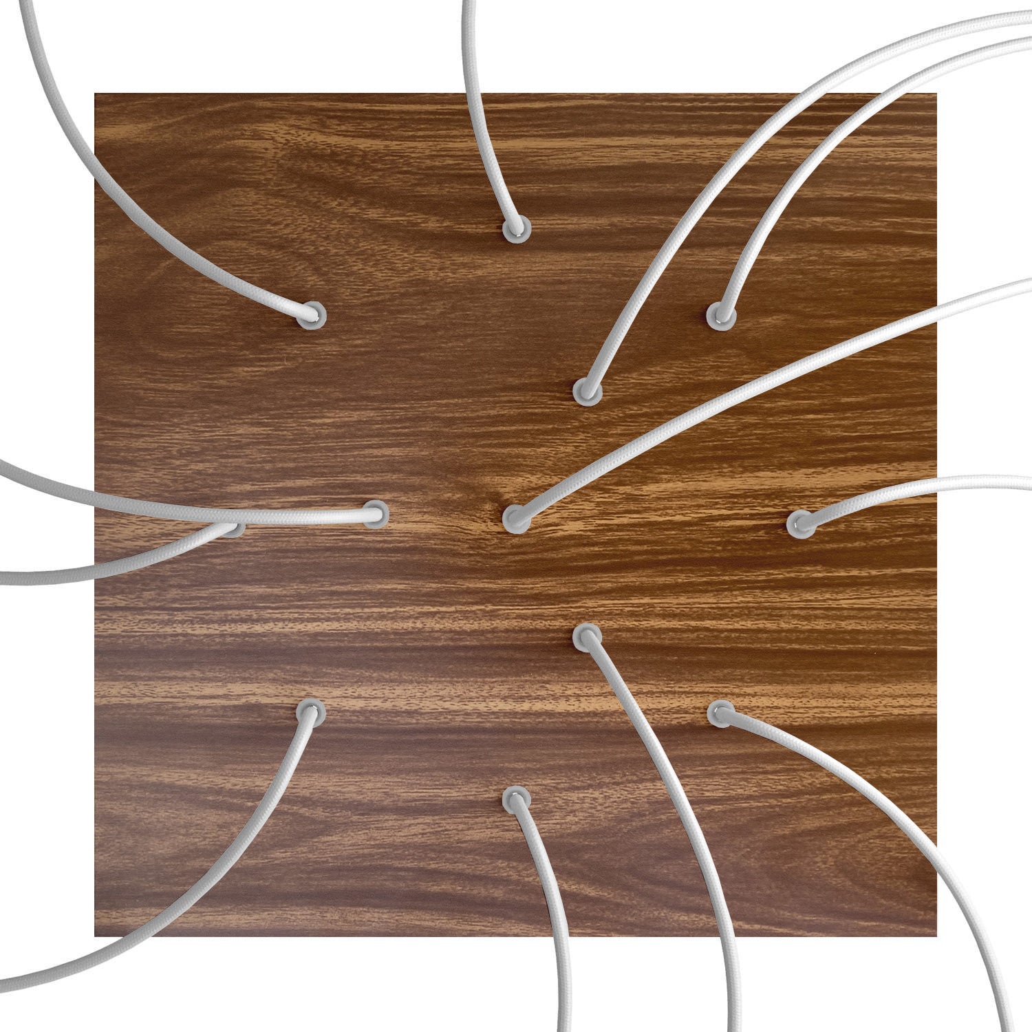 Rosone XXL Rose - One quadrato, 400 mm con 12 fori e 4 fori laterali - Legno - Creative Cables