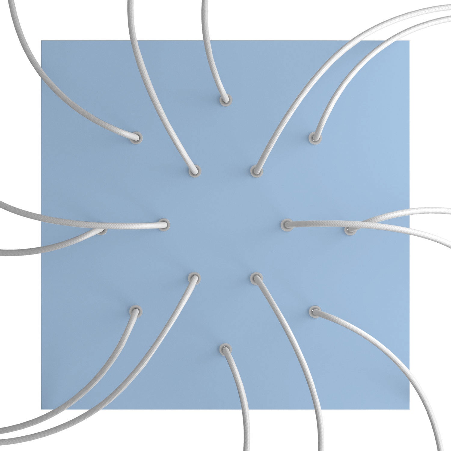 Rosone XXL Rose - One quadrato, 400 mm con 14 fori e 4 fori laterali - Blu carta da zucchero - Creative Cables