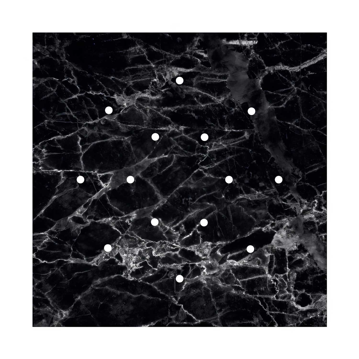 Rosone XXL Rose-One quadrato, 400 mm con 14 fori e 4 fori laterali - Marmo Marquina Bianco