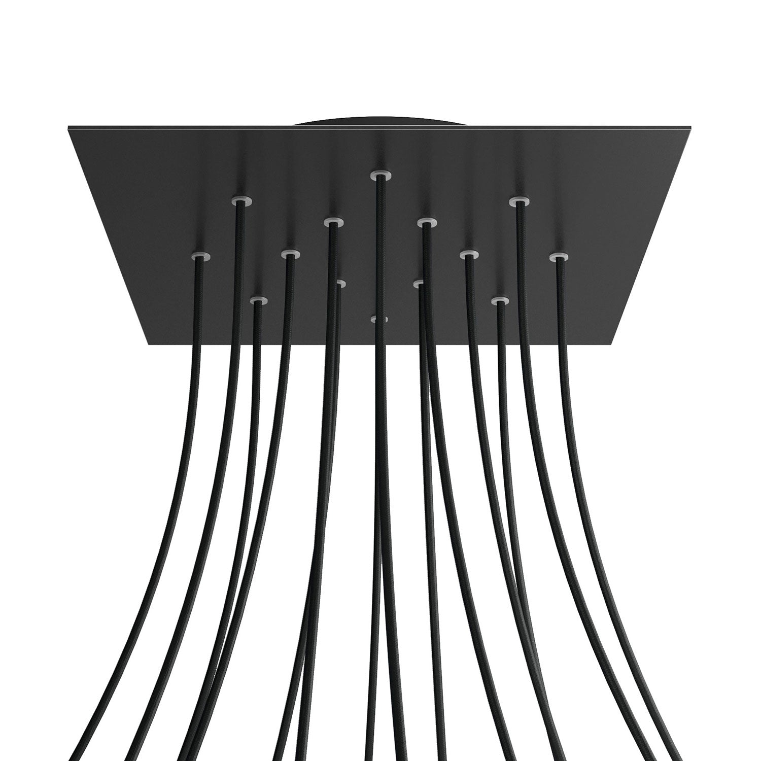 Rosone XXL Rose-One quadrato, 400 mm con 14 fori e 4 fori laterali - Nero opaco Nero