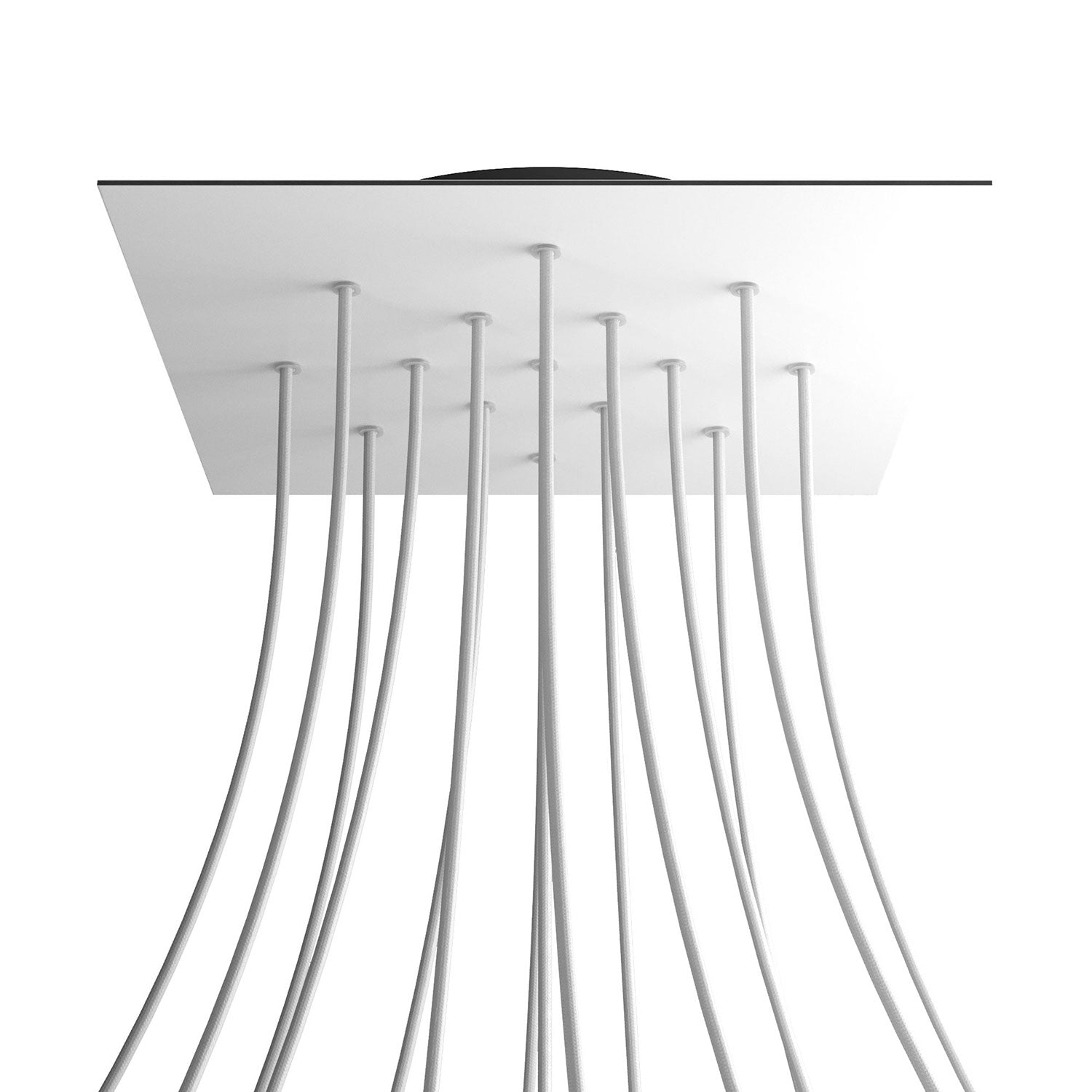 Rosone XXL Rose-One quadrato, 400 mm con 15 fori e 4 fori laterali - Bianco opaco Nero