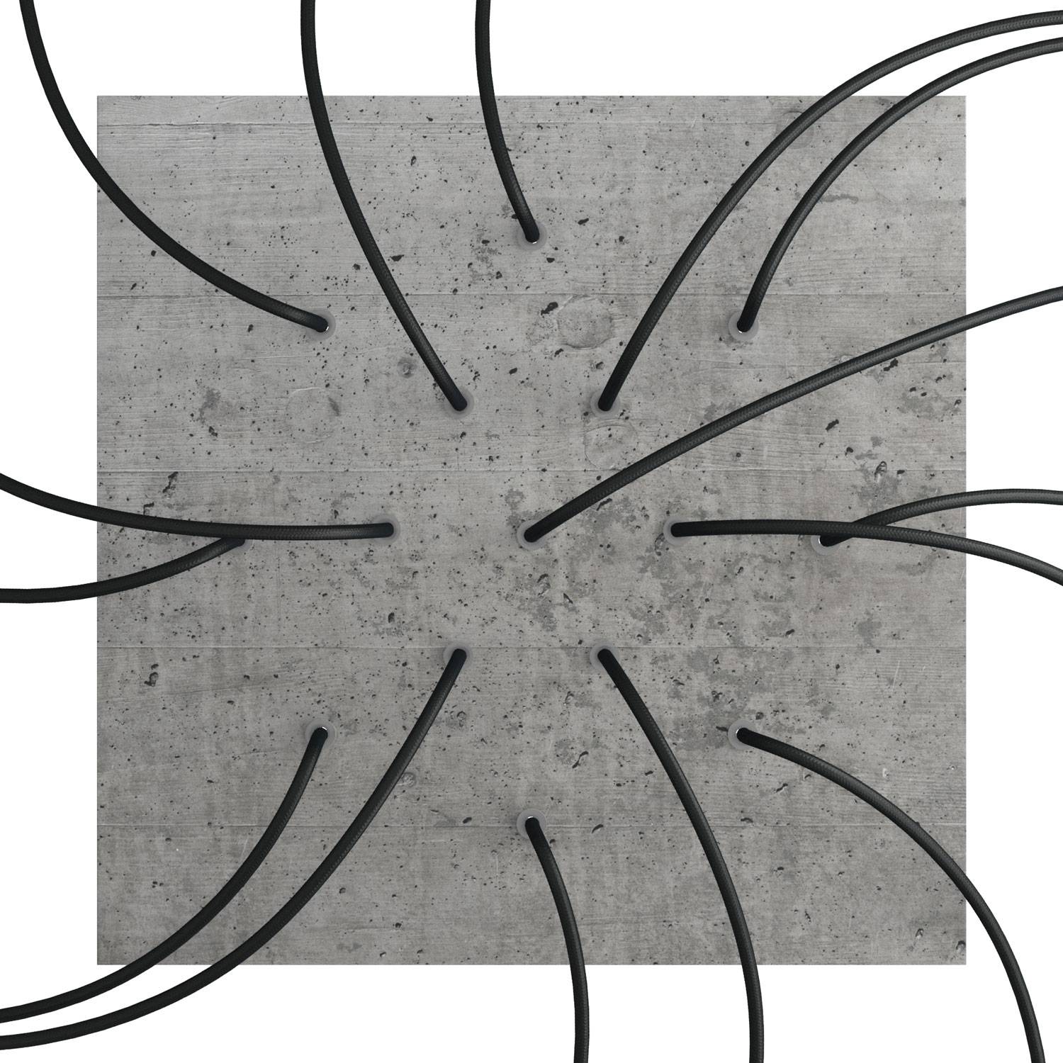 Rosone XXL Rose-One quadrato, 400 mm con 15 fori e 4 fori laterali - Cemento Bianco