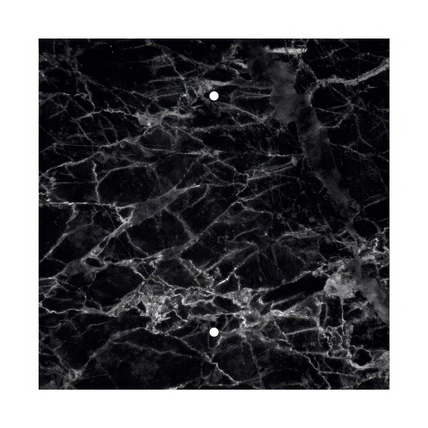 Rosone XXL Rose-One quadrato, 400 mm con 2 fori e 4 fori laterali - Marmo Marquina Bianco