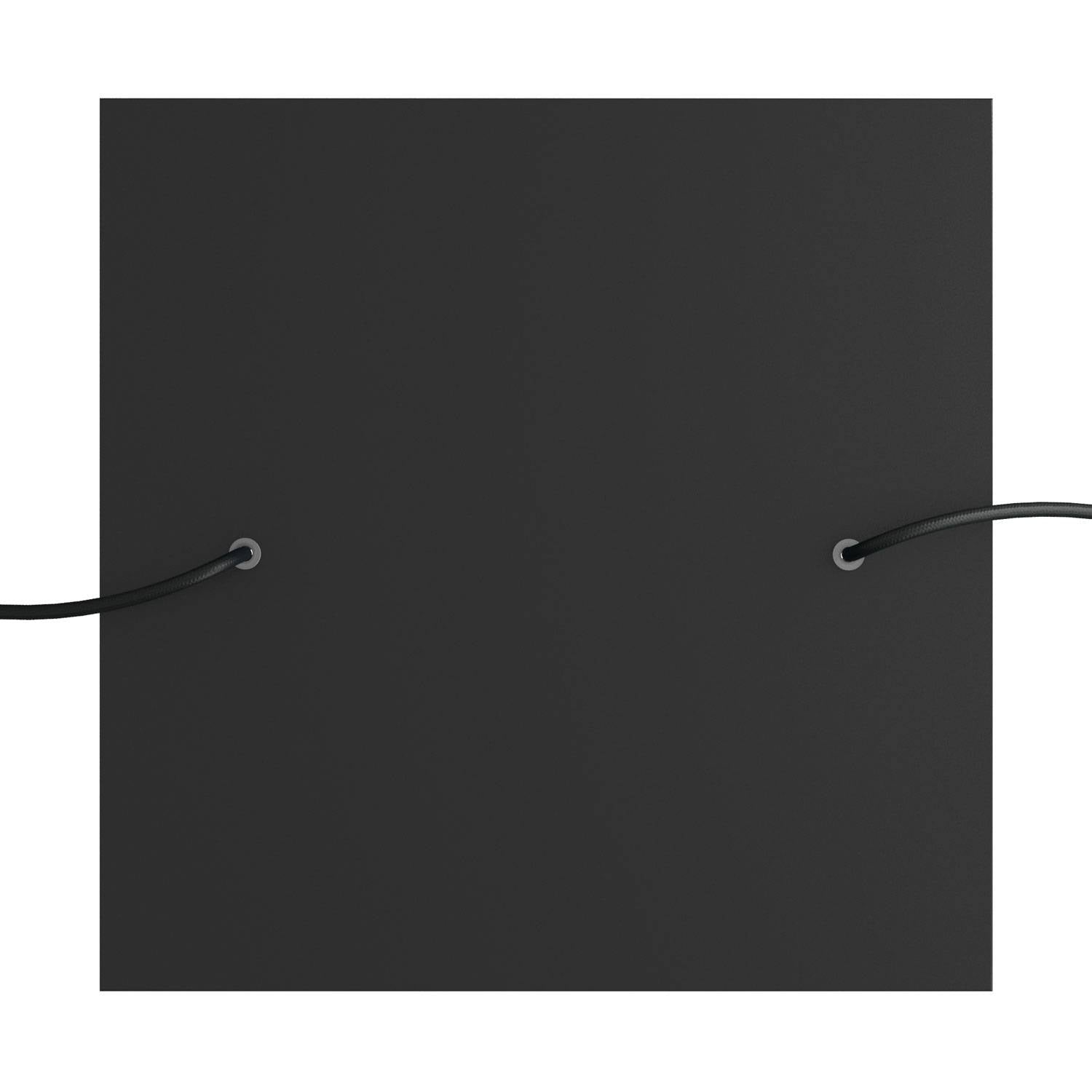 Rosone XXL Rose - One quadrato, 400 mm con 2 fori e 4 fori laterali - Nero opaco - Creative Cables