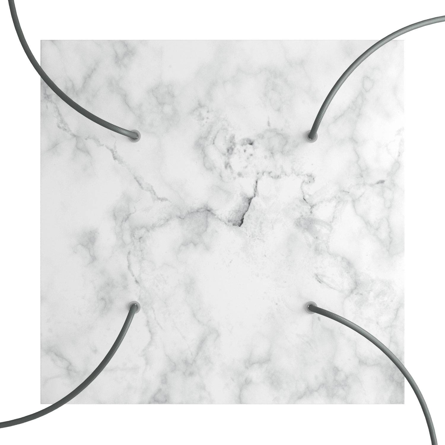 Rosone XXL Rose-One quadrato, 400 mm con 4 fori e 4 fori laterali - Marmo Carrara Bianco