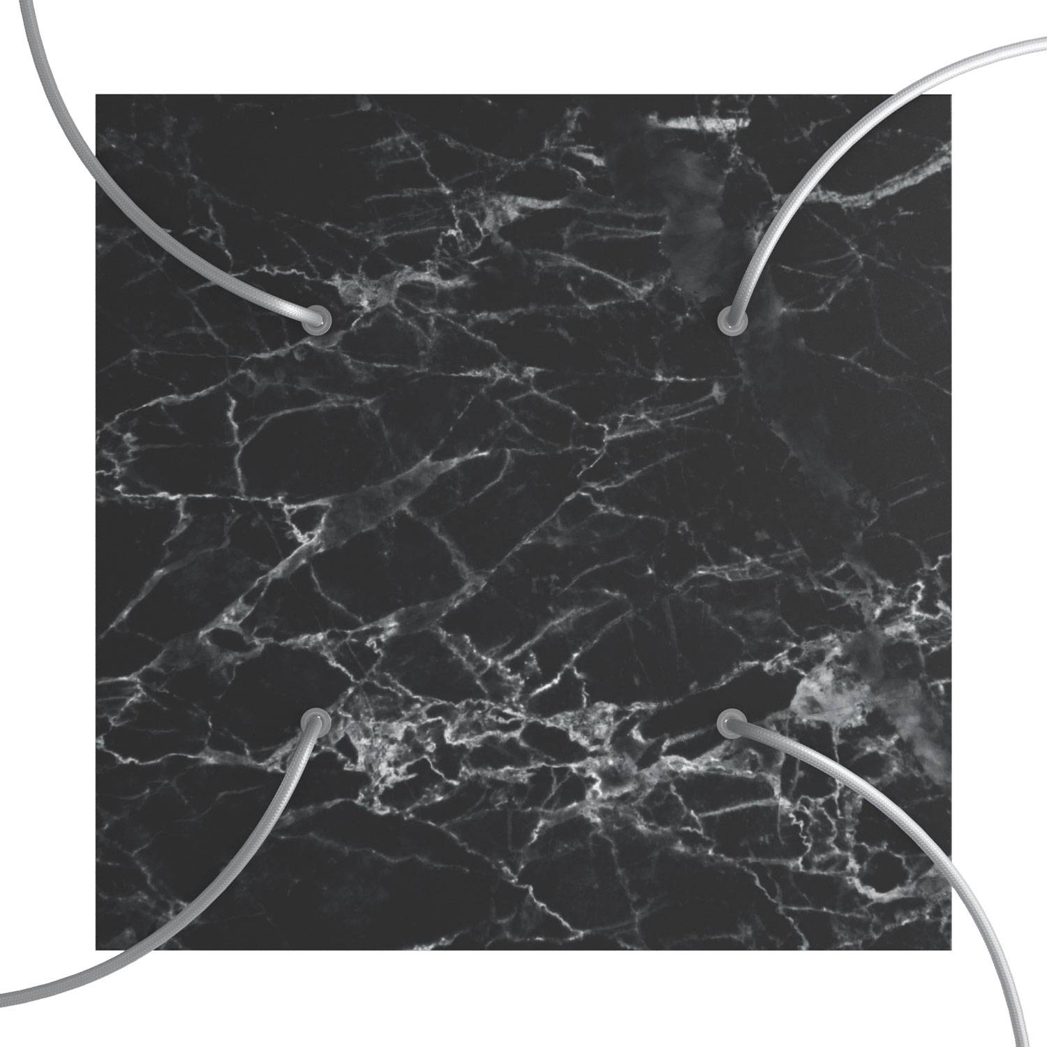 Rosone XXL Rose - One quadrato, 400 mm con 4 fori e 4 fori laterali - Marmo Marquina - Creative Cables