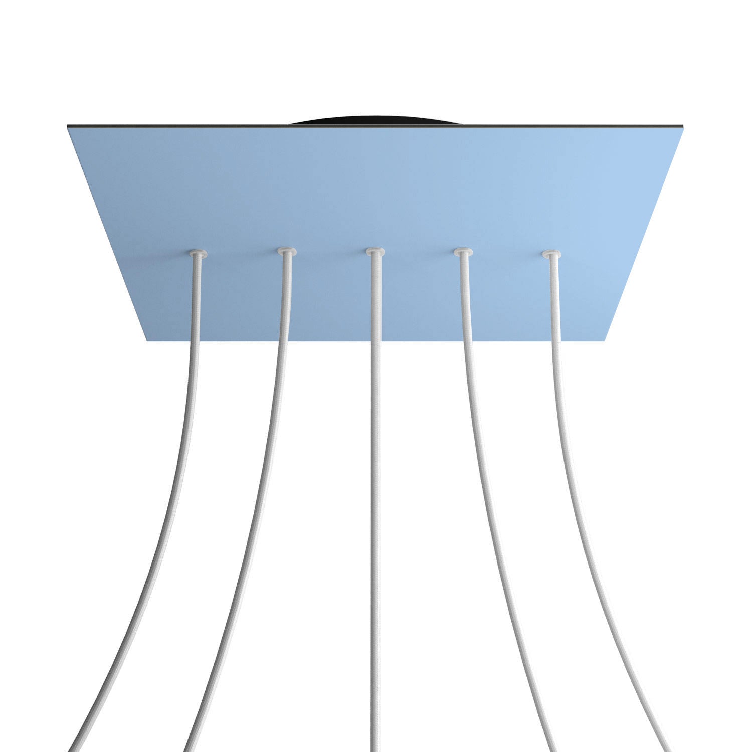 Rosone XXL Rose-One quadrato, 400 mm con 5 fori in linea e 4 fori laterali - Blu carta da zucchero Nero
