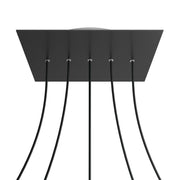 Rosone XXL Rose-One quadrato, 400 mm con 5 fori in linea e 4 fori laterali - Nero opaco Bianco