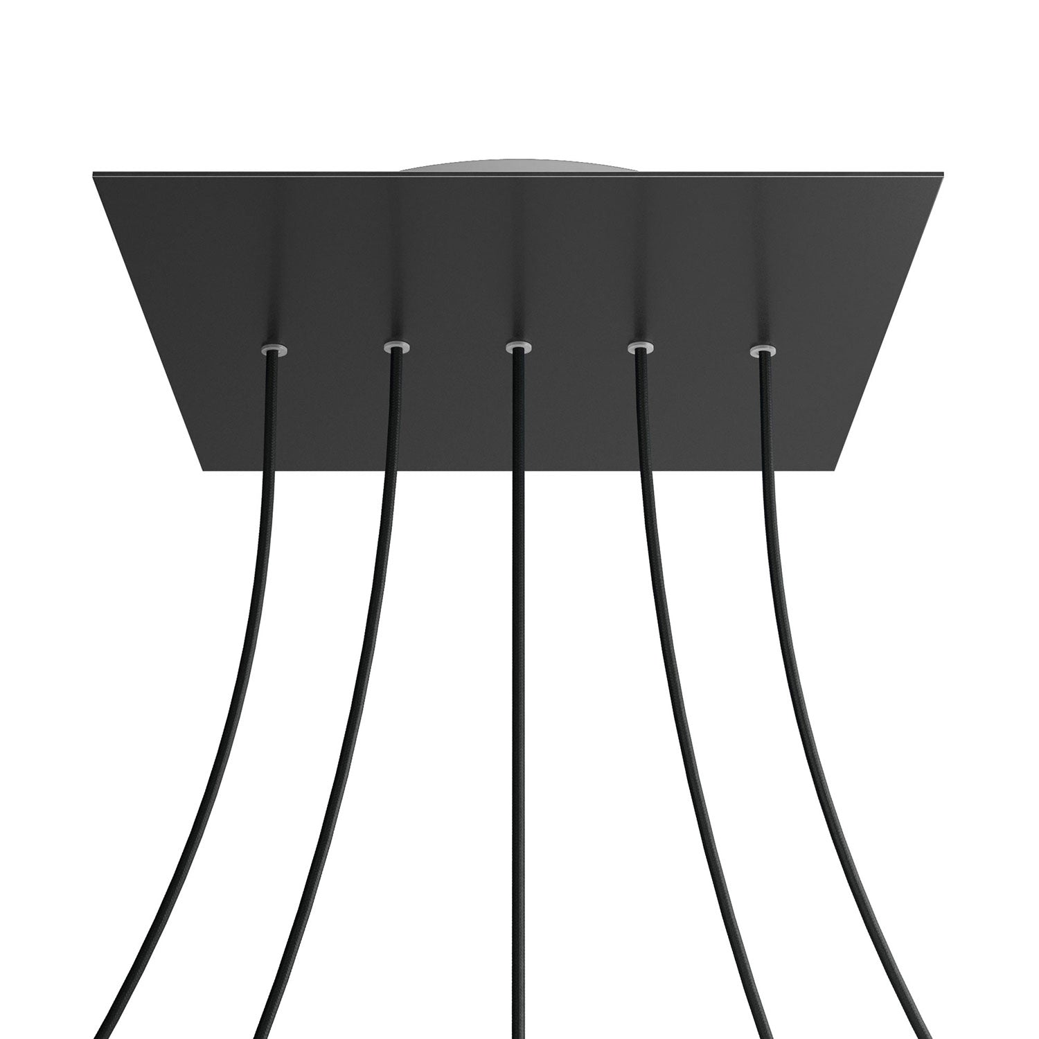 Rosone XXL Rose-One quadrato, 400 mm con 5 fori in linea e 4 fori laterali - Nero opaco Bianco