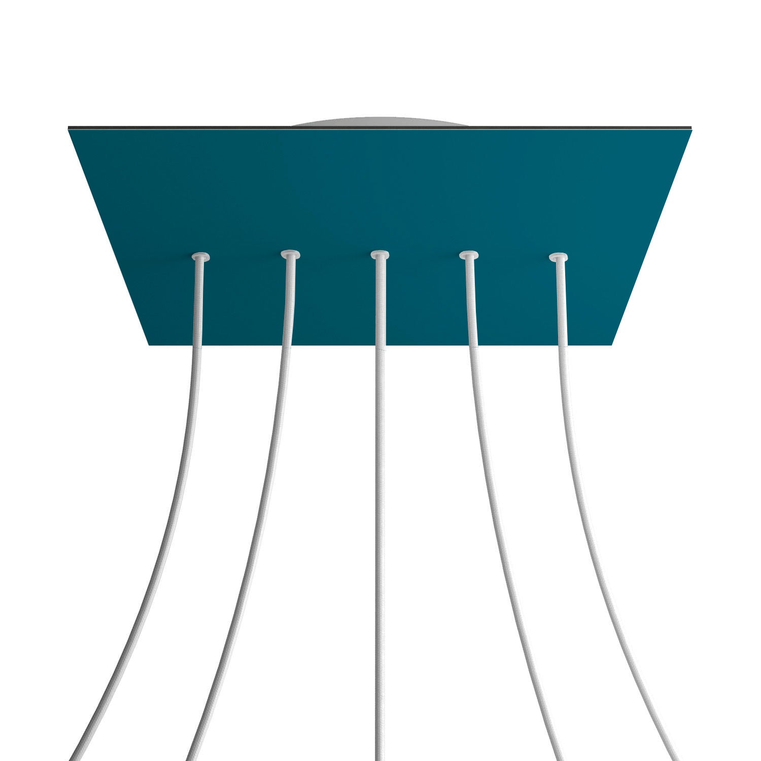 Rosone XXL Rose-One quadrato, 400 mm con 5 fori in linea e 4 fori laterali - Petrolio Bianco