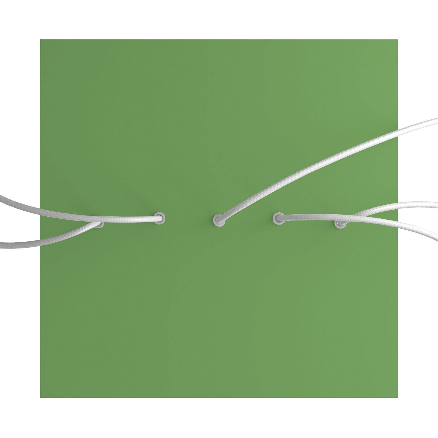 Rosone XXL Rose - One quadrato, 400 mm con 5 fori in linea e 4 fori laterali - Verde prato - Creative Cables