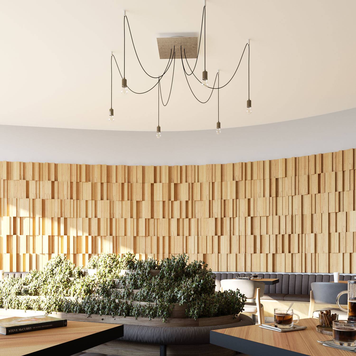 Rosone XXL Rose-One quadrato, 400 mm con 6 fori e 4 fori laterali - Cemento Bianco