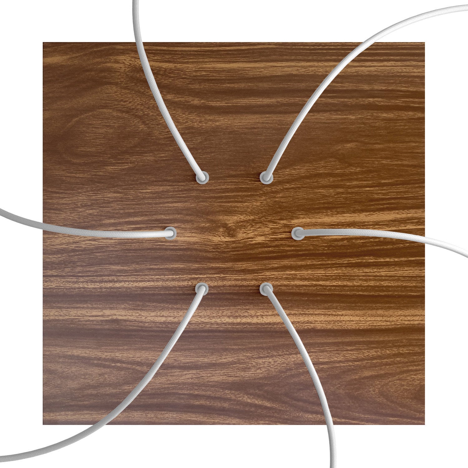 Rosone XXL Rose - One quadrato, 400 mm con 6 fori e 4 fori laterali - Legno - Creative Cables