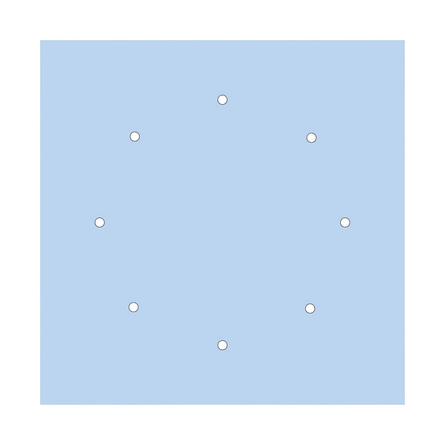 Rosone XXL Rose-One quadrato, 400 mm con 8 fori e 4 fori laterali - Blu carta da zucchero Bianco